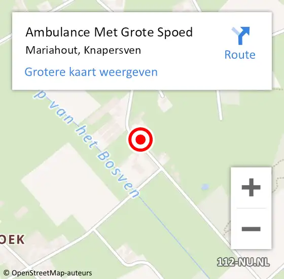 Locatie op kaart van de 112 melding: Ambulance Met Grote Spoed Naar Mariahout, Knapersven op 15 maart 2015 17:35