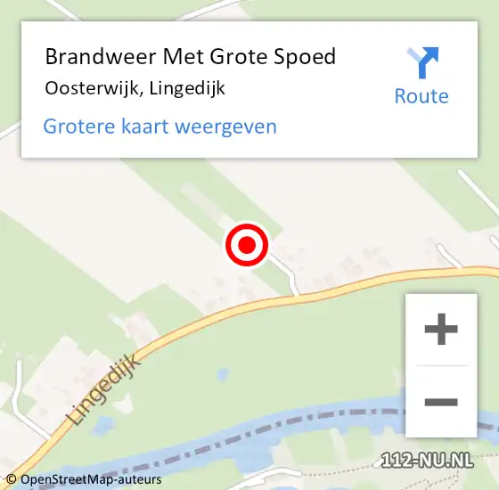 Locatie op kaart van de 112 melding: Brandweer Met Grote Spoed Naar Oosterwijk, Lingedijk op 15 maart 2015 17:36