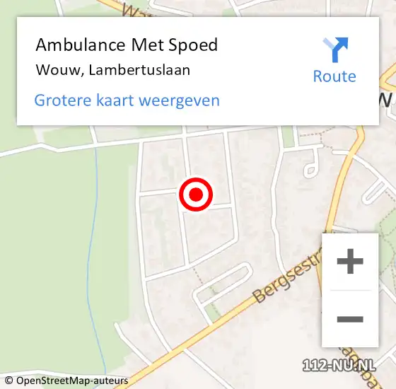 Locatie op kaart van de 112 melding: Ambulance Met Spoed Naar Wouw, Lambertuslaan op 15 maart 2015 17:46