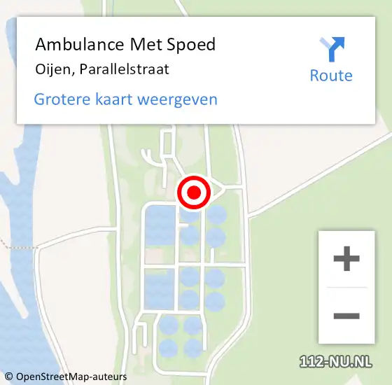 Locatie op kaart van de 112 melding: Ambulance Met Spoed Naar Oijen, Parallelstraat op 15 maart 2015 17:54