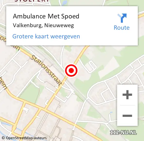 Locatie op kaart van de 112 melding: Ambulance Met Spoed Naar Valkenburg, Nieuweweg op 15 maart 2015 18:28