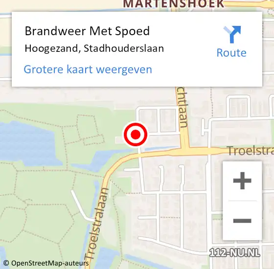 Locatie op kaart van de 112 melding: Brandweer Met Spoed Naar Hoogezand, Stadhouderslaan op 15 maart 2015 18:42