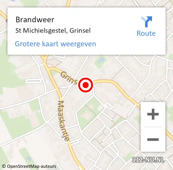 Locatie op kaart van de 112 melding: Brandweer St Michielsgestel, Grinsel op 1 november 2013 19:16