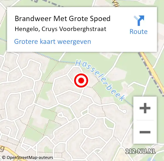 Locatie op kaart van de 112 melding: Brandweer Met Grote Spoed Naar Hengelo, Cruys Voorberghstraat op 15 maart 2015 19:18