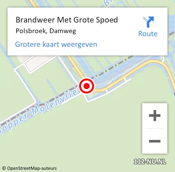 Locatie op kaart van de 112 melding: Brandweer Met Grote Spoed Naar Polsbroek, Damweg op 15 maart 2015 20:18