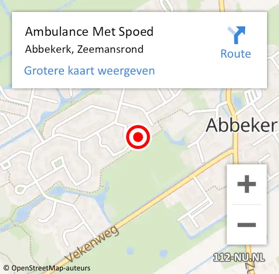 Locatie op kaart van de 112 melding: Ambulance Met Spoed Naar Abbekerk, Zeemansrond op 15 maart 2015 20:32