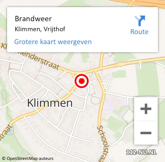 Locatie op kaart van de 112 melding: Brandweer Klimmen, Vrijthof op 15 maart 2015 21:33