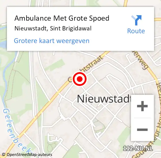 Locatie op kaart van de 112 melding: Ambulance Met Grote Spoed Naar Nieuwstadt, Sint Brigidawal op 15 maart 2015 21:37