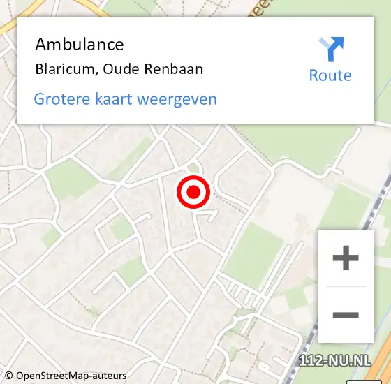 Locatie op kaart van de 112 melding: Ambulance Blaricum, Oude Renbaan op 15 maart 2015 22:14