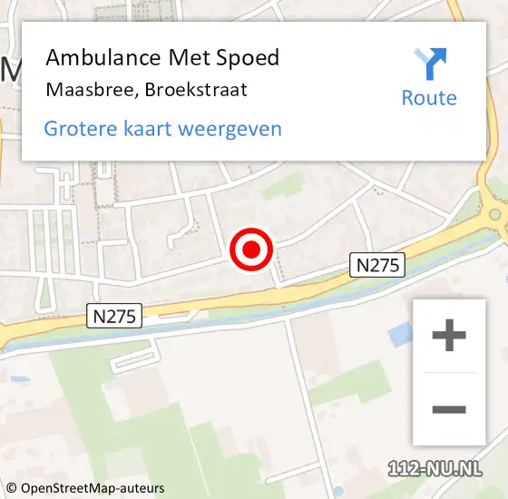 Locatie op kaart van de 112 melding: Ambulance Met Spoed Naar Maasbree, Broekstraat op 15 maart 2015 23:13