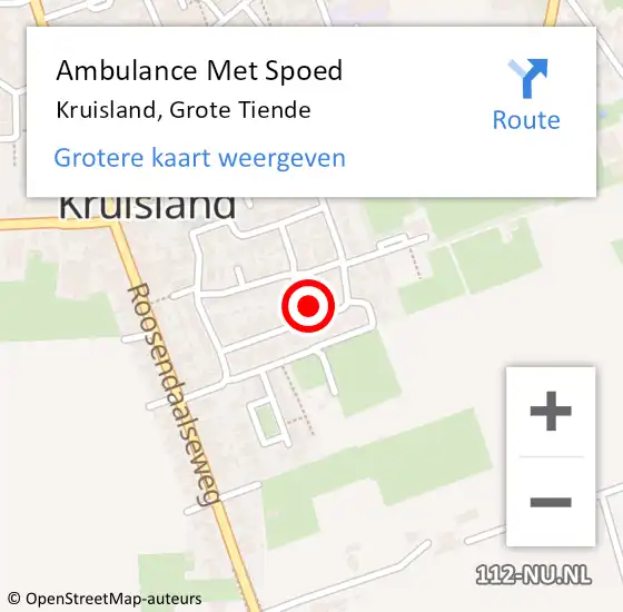 Locatie op kaart van de 112 melding: Ambulance Met Spoed Naar Kruisland, Grote Tiende op 16 maart 2015 00:20