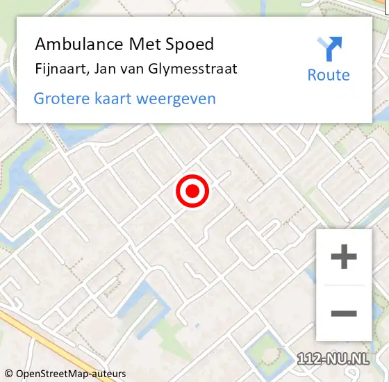 Locatie op kaart van de 112 melding: Ambulance Met Spoed Naar Fijnaart, Jan van Glymesstraat op 16 maart 2015 00:44