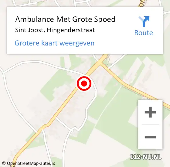 Locatie op kaart van de 112 melding: Ambulance Met Grote Spoed Naar Sint Joost, Hingenderstraat op 16 maart 2015 00:46