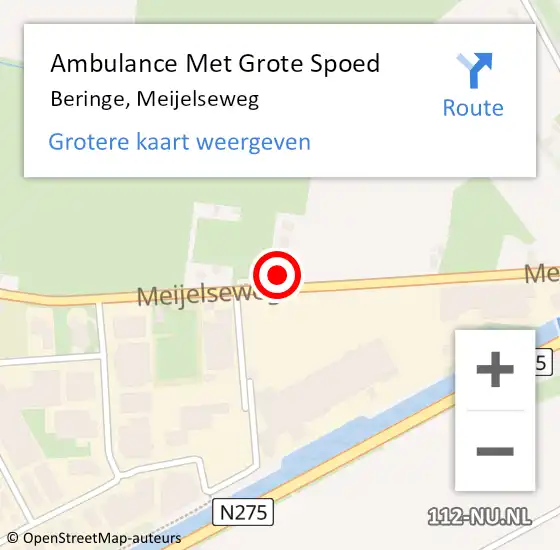 Locatie op kaart van de 112 melding: Ambulance Met Grote Spoed Naar Beringe, Meijelseweg op 16 maart 2015 01:45