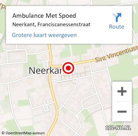 Locatie op kaart van de 112 melding: Ambulance Met Spoed Naar Neerkant, Franciscanessenstraat op 16 maart 2015 02:11