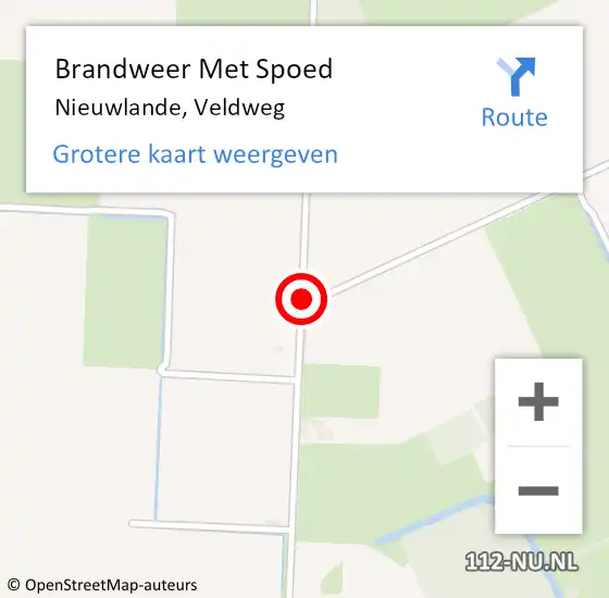Locatie op kaart van de 112 melding: Brandweer Met Spoed Naar Nieuwlande, Veldweg op 16 maart 2015 05:11