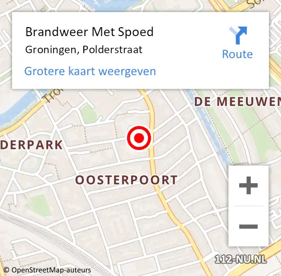 Locatie op kaart van de 112 melding: Brandweer Met Spoed Naar Groningen, Polderstraat op 16 maart 2015 05:50