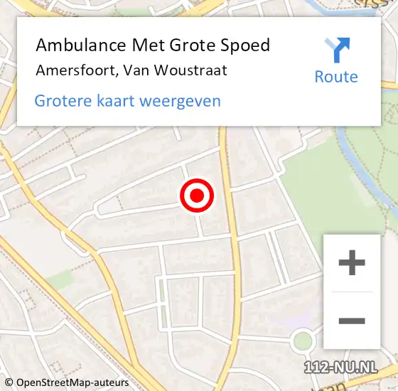 Locatie op kaart van de 112 melding: Ambulance Met Grote Spoed Naar Amersfoort, Van Woustraat op 16 maart 2015 06:05