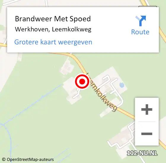 Locatie op kaart van de 112 melding: Brandweer Met Spoed Naar Werkhoven, Leemkolkweg op 16 maart 2015 06:50