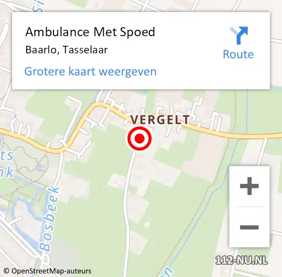 Locatie op kaart van de 112 melding: Ambulance Met Spoed Naar Baarlo, Tasselaar op 16 maart 2015 07:56