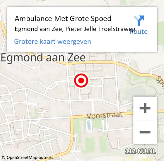 Locatie op kaart van de 112 melding: Ambulance Met Grote Spoed Naar Egmond aan Zee, Pieter Jelle Troelstraweg op 16 maart 2015 08:11