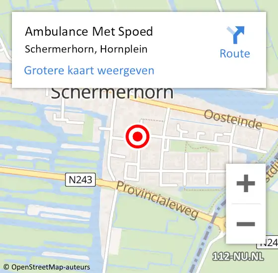 Locatie op kaart van de 112 melding: Ambulance Met Spoed Naar Schermerhorn, Hornplein op 16 maart 2015 08:50