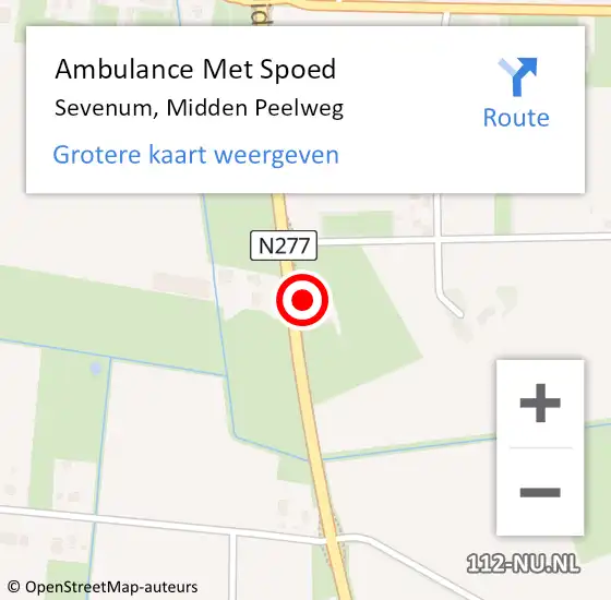 Locatie op kaart van de 112 melding: Ambulance Met Spoed Naar Sevenum, Midden Peelweg op 16 maart 2015 08:52