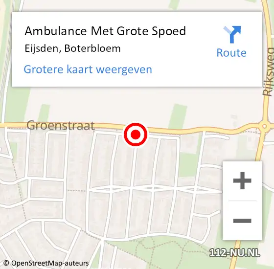 Locatie op kaart van de 112 melding: Ambulance Met Grote Spoed Naar Eijsden, Boterbloem op 16 maart 2015 09:37