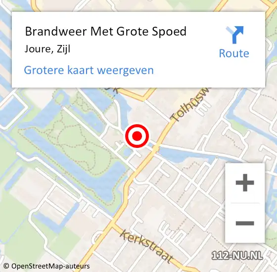 Locatie op kaart van de 112 melding: Brandweer Met Grote Spoed Naar Joure, Zijl op 16 maart 2015 10:03