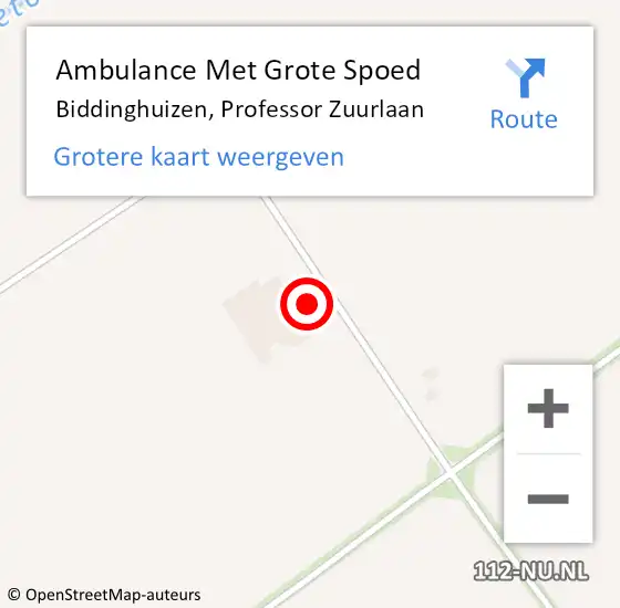 Locatie op kaart van de 112 melding: Ambulance Met Grote Spoed Naar Biddinghuizen, Professor Zuurlaan op 1 november 2013 20:33