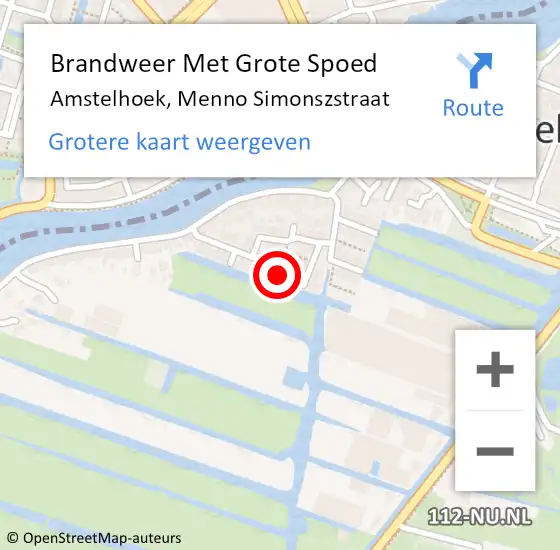 Locatie op kaart van de 112 melding: Brandweer Met Grote Spoed Naar Amstelhoek, Menno Simonszstraat op 16 maart 2015 10:31