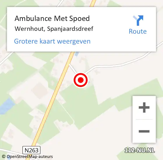 Locatie op kaart van de 112 melding: Ambulance Met Spoed Naar Wernhout, Spanjaardsdreef op 16 maart 2015 11:28