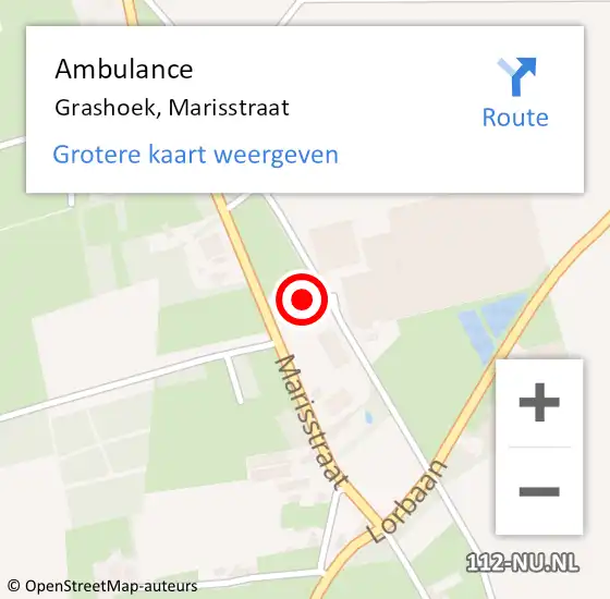 Locatie op kaart van de 112 melding: Ambulance Grashoek, Marisstraat op 16 maart 2015 11:50