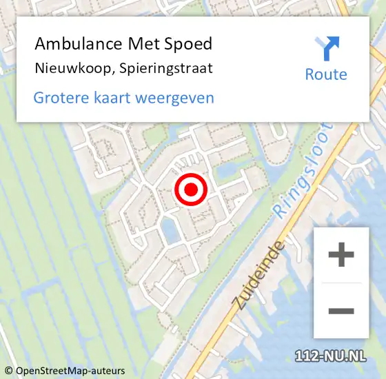 Locatie op kaart van de 112 melding: Ambulance Met Spoed Naar Nieuwkoop, Spieringstraat op 16 maart 2015 12:00