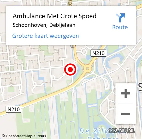 Locatie op kaart van de 112 melding: Ambulance Met Grote Spoed Naar Schoonhoven, Debijelaan op 16 maart 2015 12:37