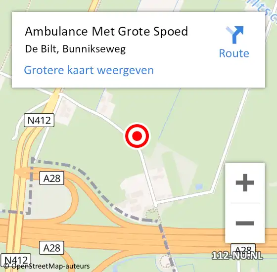 Locatie op kaart van de 112 melding: Ambulance Met Grote Spoed Naar De Bilt, Bunnikseweg op 16 maart 2015 12:50