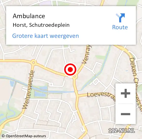 Locatie op kaart van de 112 melding: Ambulance Horst, Schutroedeplein op 16 maart 2015 13:31