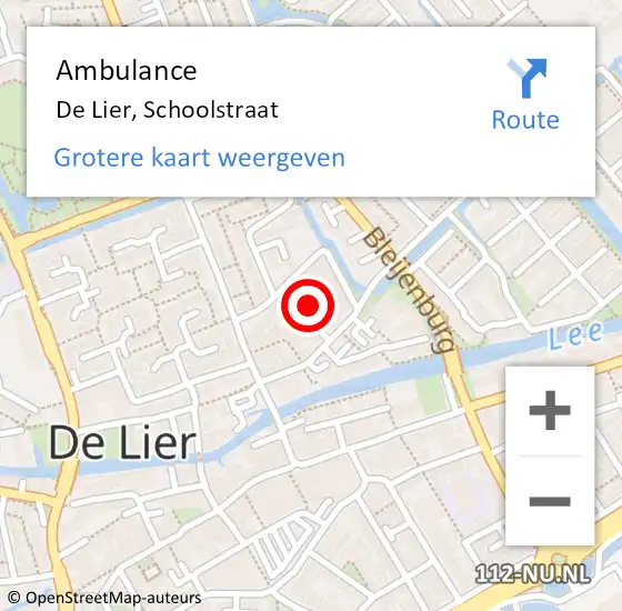 Locatie op kaart van de 112 melding: Ambulance De Lier, Schoolstraat op 16 maart 2015 13:42