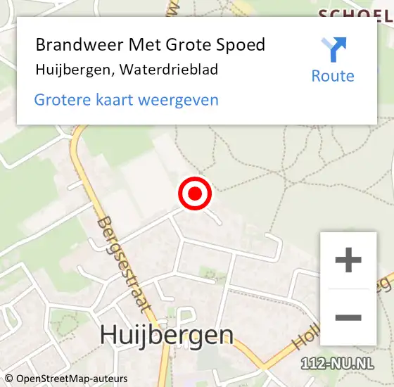 Locatie op kaart van de 112 melding: Brandweer Met Grote Spoed Naar Huijbergen, Waterdrieblad op 16 maart 2015 13:58