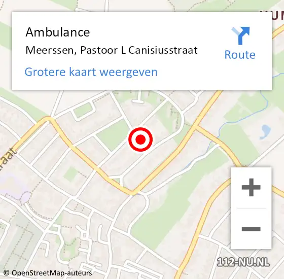 Locatie op kaart van de 112 melding: Ambulance Meerssen, Pastoor L Canisiusstraat op 16 maart 2015 14:09