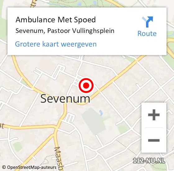 Locatie op kaart van de 112 melding: Ambulance Met Spoed Naar Sevenum, Pastoor Vullinghsplein op 16 maart 2015 15:07