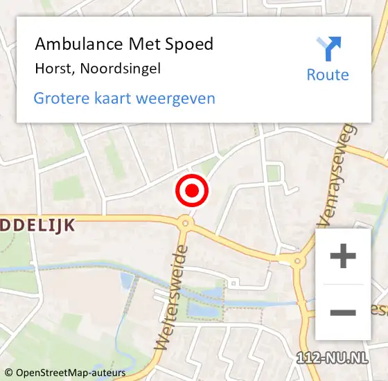 Locatie op kaart van de 112 melding: Ambulance Met Spoed Naar Horst, Noordsingel op 16 maart 2015 15:14