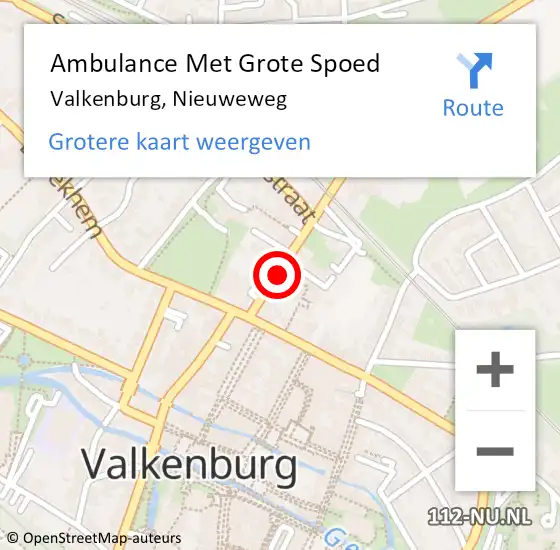 Locatie op kaart van de 112 melding: Ambulance Met Grote Spoed Naar Valkenburg, Nieuweweg op 16 maart 2015 15:52