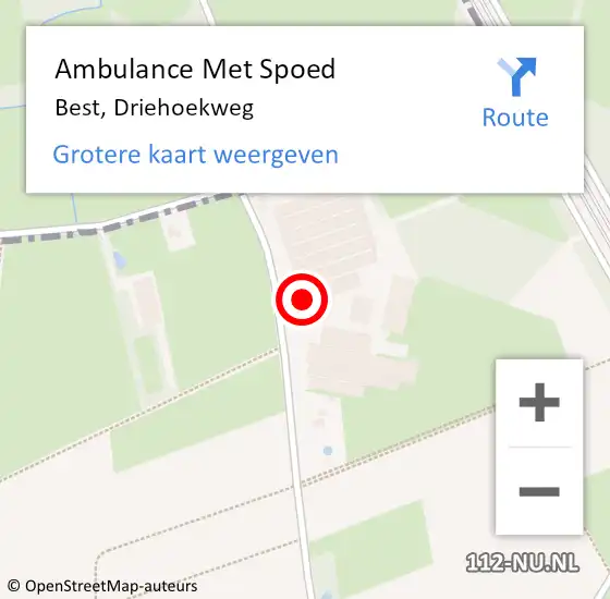 Locatie op kaart van de 112 melding: Ambulance Met Spoed Naar Best, Driehoekweg op 16 maart 2015 16:17