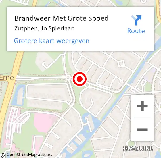 Locatie op kaart van de 112 melding: Brandweer Met Grote Spoed Naar Zutphen, Jo Spierlaan op 16 maart 2015 16:24
