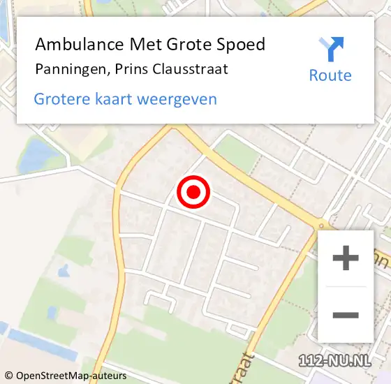 Locatie op kaart van de 112 melding: Ambulance Met Grote Spoed Naar Panningen, Prins Clausstraat op 16 maart 2015 17:54