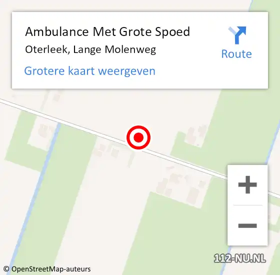 Locatie op kaart van de 112 melding: Ambulance Met Grote Spoed Naar Oterleek, Lange Molenweg op 16 maart 2015 18:35