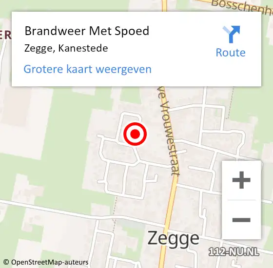 Locatie op kaart van de 112 melding: Brandweer Met Spoed Naar Zegge, Kanestede op 16 maart 2015 19:14