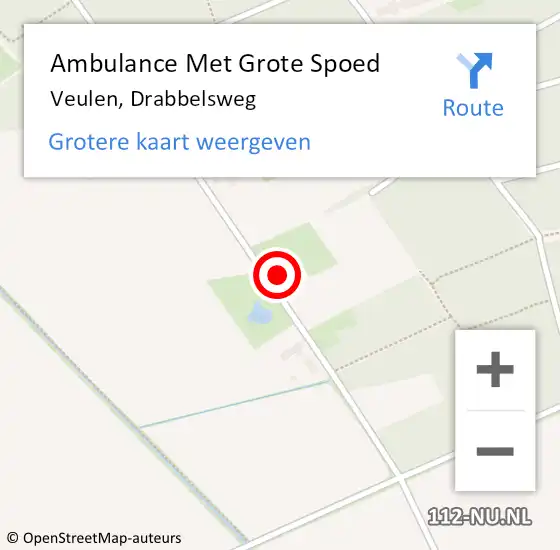 Locatie op kaart van de 112 melding: Ambulance Met Grote Spoed Naar Veulen, Drabbelsweg op 16 maart 2015 19:44