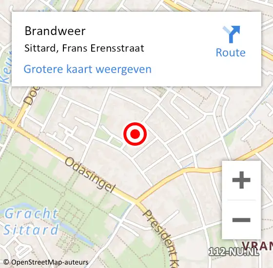 Locatie op kaart van de 112 melding: Brandweer Sittard, Frans Erensstraat op 16 maart 2015 20:01